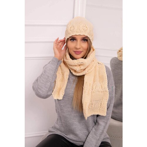 Kesi Women&amp;#039;s set with scarf Adrianna K417 beige Slike