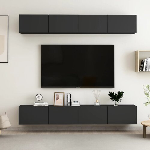 vidaXL TV omarice 4 kosi črne 100x30x30 cm iverna plošča Cene