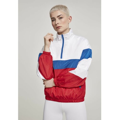 Urban Classics Ladies 3-Tone Stand Up Collar Pull Over Jacket white/firered/brightblue Cene