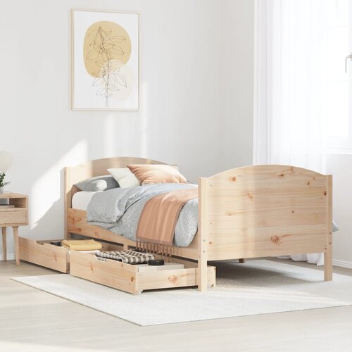 vidaXL Posteljni okvir brez vzmetnice 75x190 cm trdna borovina Cene