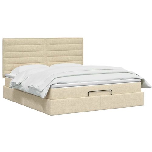  Krevet od pjene s madracem i LED-om Krem 140 x 190 cm Tkanina - Krem 140 x 190 cm Dizajn linija Slike