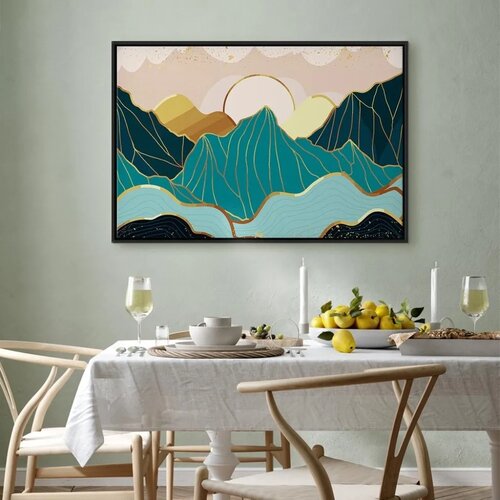  Slika - Green Pastures (1 Part) Wide 60x40 U crnom drvenom okviru Slike