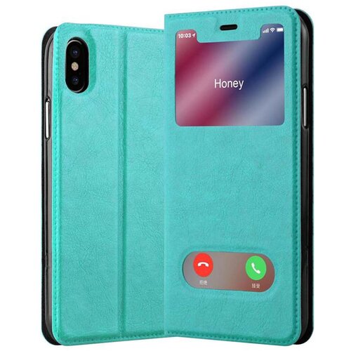 Cadorabo Ohišje, združljivo z Apple iPhone XS MAX v mint turquoise - Zaščitni ovitek z magnetnim zapiranjem, stoječo funkcijo in 2 okencema za gledanje, (20558726) Cene