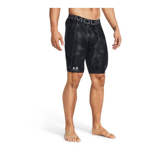 Under Armour UA HeatGear Printed Long Compression Shorts, Black/White - XXL, (21382185) Cene
