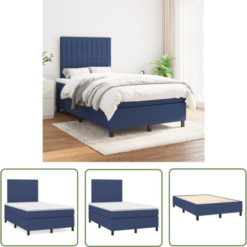 The Living Store Box spring postelja z vzmetnico moder 120x200 cm blago - Box Spring Postelja, (21737472) Cene