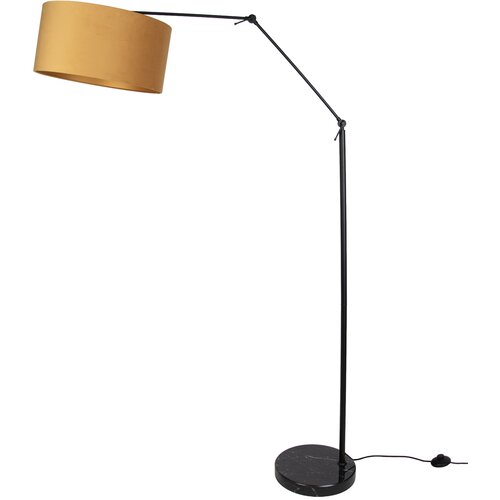 QAZQA Vloerlamp zwart verstelbaar met kap geel en gouden binnenkant 50cm - Editor Cene