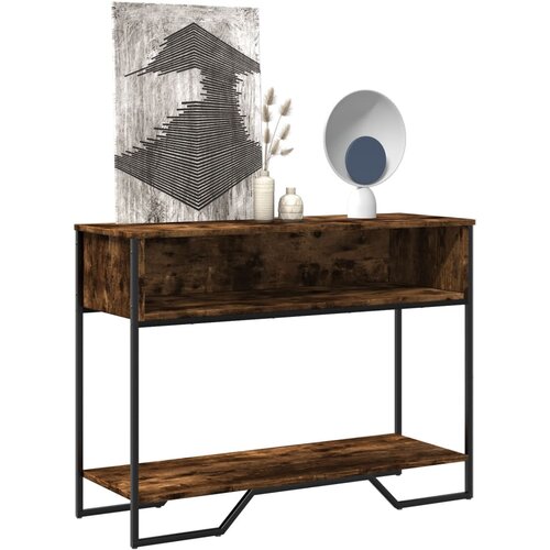VidaXL Konzolna mizica dimljen hrast 100x35x74,5 cm inženirski les Slike