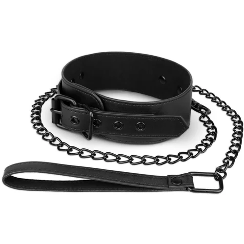 Bedroom Fantasies Faux Leather Collar & Chain Black