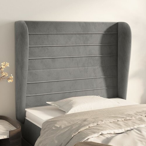 vidaXL Uzglavlje s ušima svjetlosivo 93x23x118/128 cm baršunasto Cijene