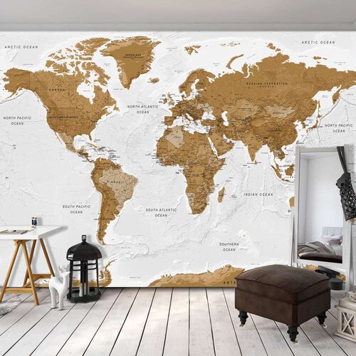  Samoljepljiva foto tapeta - World Map: White Oceans 343x245 Slike