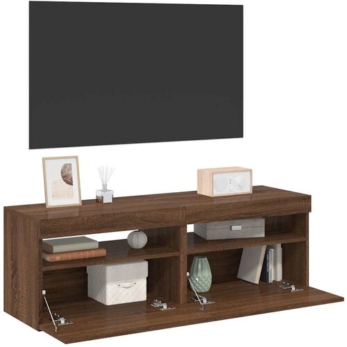 Furnova TV omarica 2 kosa z LED lučkami rjavi hrast 60x35x40 cm, (21924555) Cene