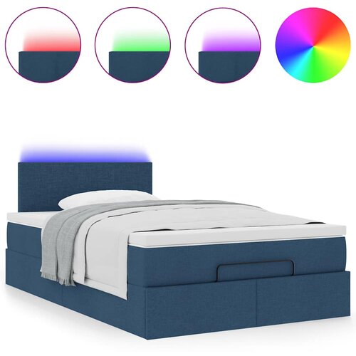 vidaXL Otomanski posteljni okvir z vzmetnico moder 120x190 cm blago, (21610090) Cene