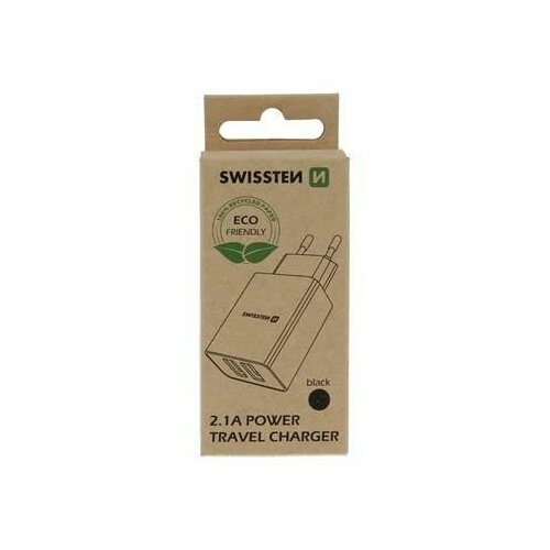 Swissten punjač eco pack 2x usb 2/1A/ crna Cene