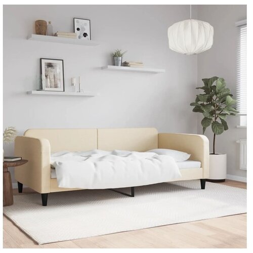 VidaXL Raztegljiva postelja krem 100x200 cm blago Slike