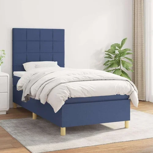  Box spring postelja z vzmetnico modra 100x200 cm blago, (20894423)