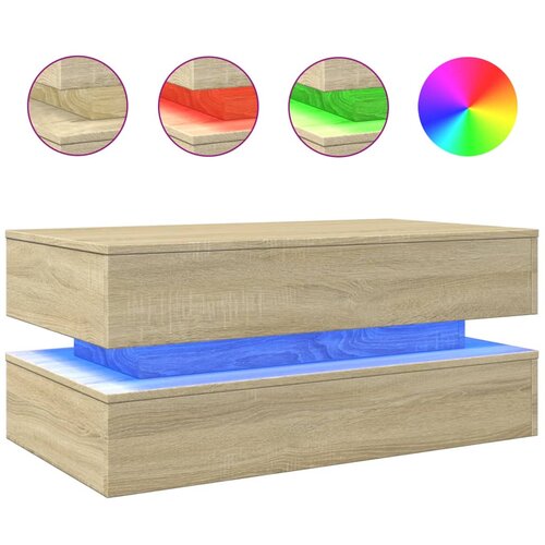 Maison Chic Klubska mizica - kavna mizica - Nizka mizica z LED lučkami sonoma hrast 90x50x40 cm, (21752064) Slike