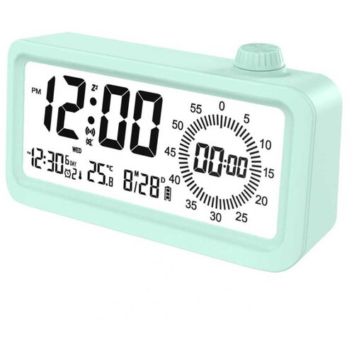 INF Polnilna pametna budilka z LCD, nočno lučjo in časovnikom Green, (5000290856) Slike