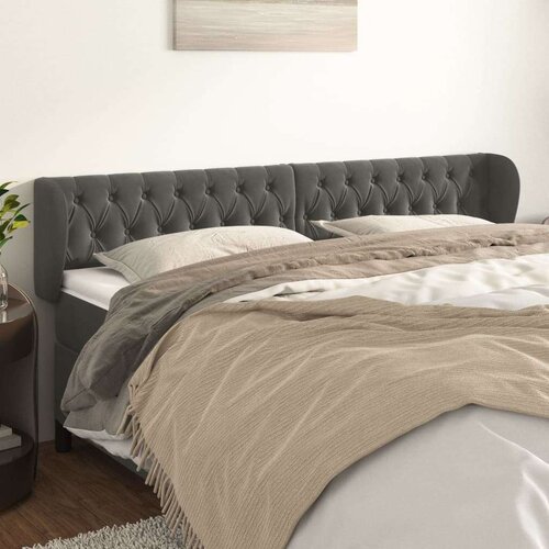 Vzglavje z u&amp;scaron;esi temno sivo 203x23x78/88 cm žamet, (20793907) Slike