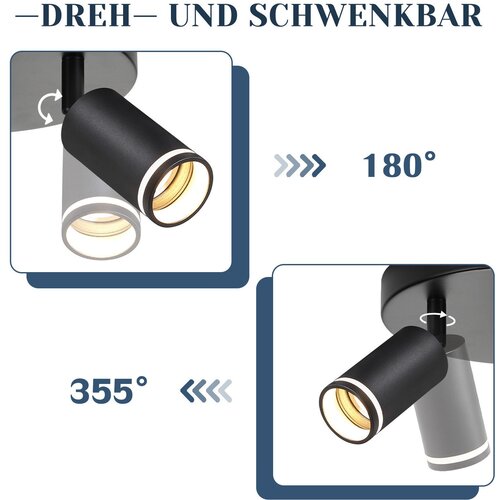 Nettlife moderna črna stropna svetilka: 3 nastavljivi kovinski stropni reflektorji, stropna svetilka GU10, brez žarnice, (22116787) Cene