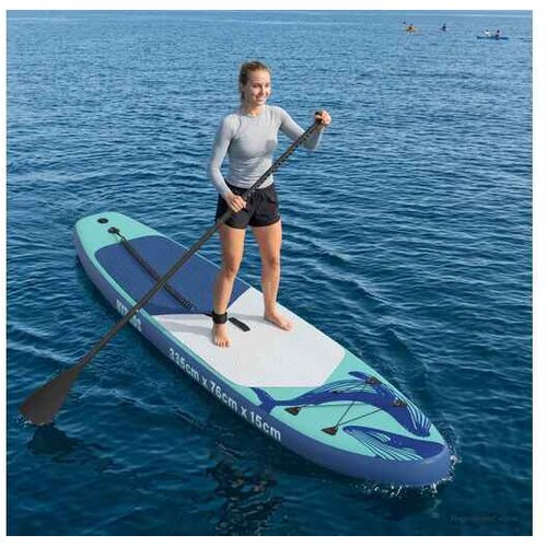 vidaXL Naflopni SUP HYDROS 335 x 76 x 15 cm Tirkizna za - Tirkizna (uzorak kita) 335 x 76 x 15 cm Cene
