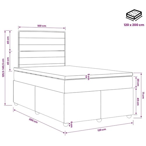  Boxspring krevet s madracem Sivosmeđa 120 x 200 cm Tkanina - Sivosmeđa 120 x 200 cm Dizajn linija Slike