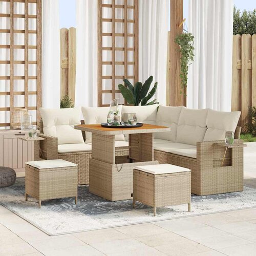 vidaXL Vrtna sedežna garnitura 8 pcs bež in krem 80 x 80 x 71 cm Cene