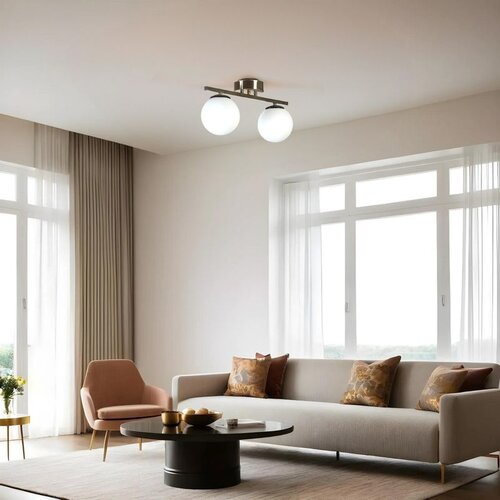 Opviq yeni can 2 li mat krom beyaz Camlı avize matte chromewhite chandelier Slike