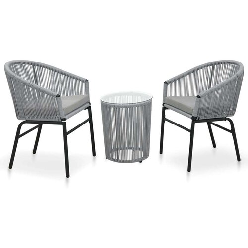  3-dijelni bistro set od PE ratana s jastucima sivi Slike