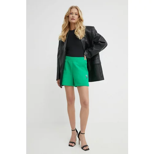 Karl Lagerfeld Kratke hlače x Darcel Disappoints za žene, boja: zelena, s tiskom, visoki struk