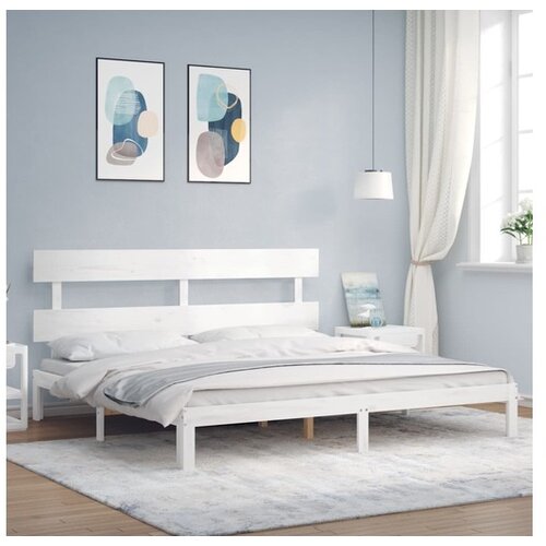 vidaXL Okvir Za krevet s uzglavljem bijeli 200x200 cm od masivnog drva Cene