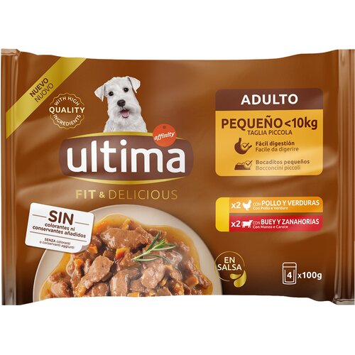  Ultima Fit & Delicious Mini Adult 44 x 100 g - Pi&scaron;čanec in govedina Cijene