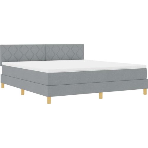  LED Box Spring Krevet Svijetlo siva 180 x 200 cm tkanina Slike