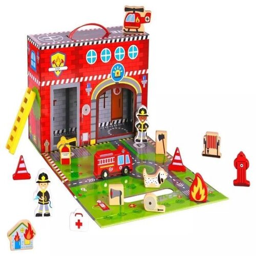 Tooky Toy drvena vatrogasna stanica Cene