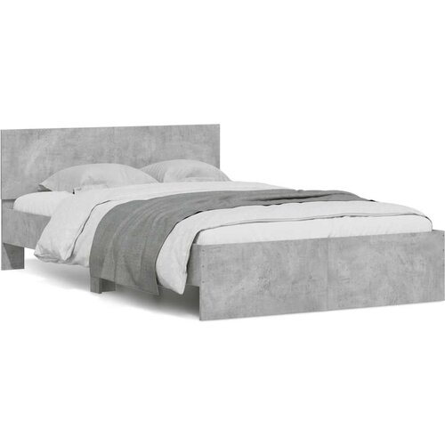 vidaXL Okvir kreveta s uzglavljem LED siva boja betona 135 x 190 cm Cijene