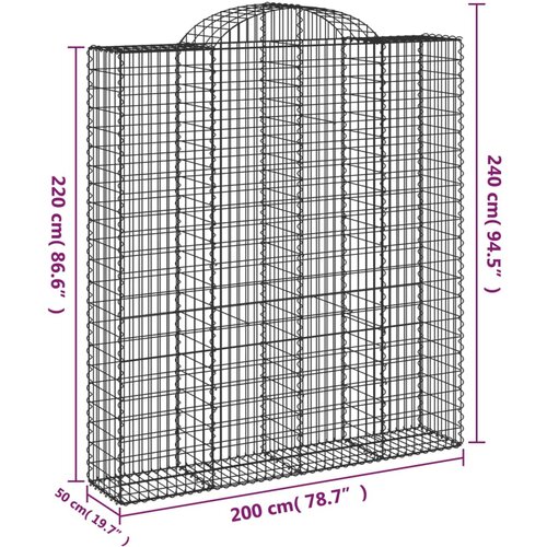  Lučne gabionske ko&amp;scaron;are 4 kom 200x50x220/240cm pocinčano željezo Slike
