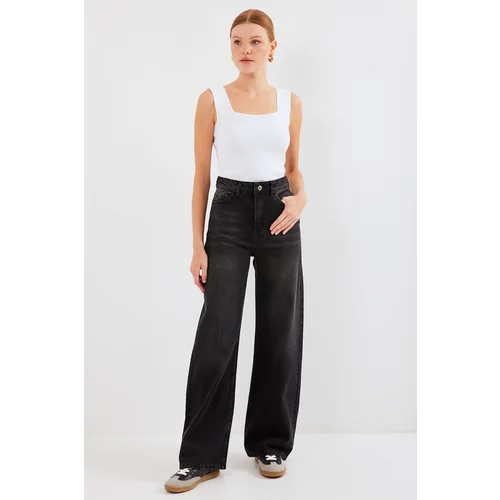 Bigdart Women's Wide Leg High Waist Palazzo Jeans 6656 - Black