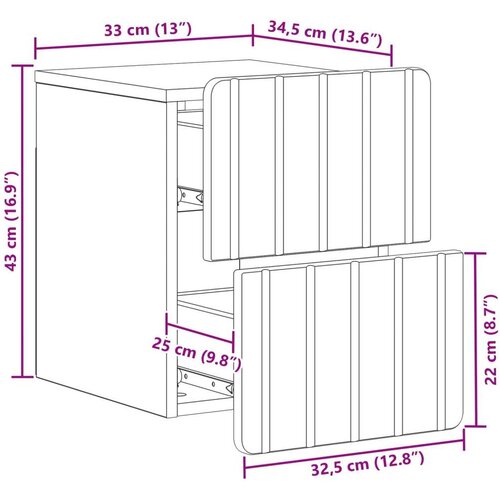  Noćni ormarić za montažu na zid 2 pcs Crna 33 x 34 5 x 43 cm Slike