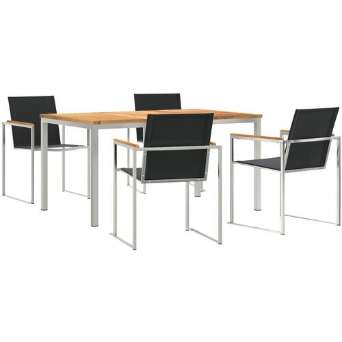 vidaXL 5 delni jedilni set za vrt iz trdega lesa tikovine, zunanja jedilna miza 150x90x75 cm iz trdega lesa tikovine Cene