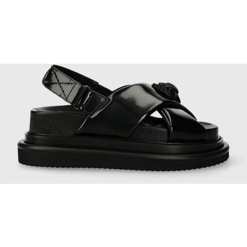 Kurt Geiger London Kožne sandale Orson Cross Strap Sandal za žene, boja: crna, s platformom, 2028900309