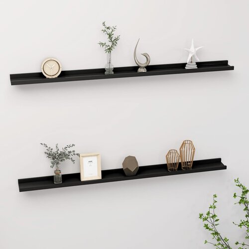 VidaXL Zidne police 2 kom crne 115 x 9 x 3 cm Slike