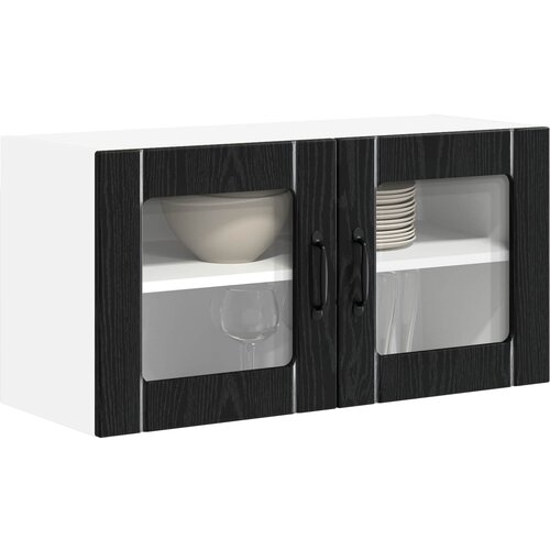  Zidni stakleni ormarić Lucca Crni hrast 80 x 31 x 40 cm Slike