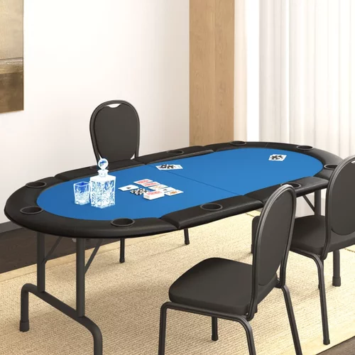 vidaXL Sklopiva stolna ploča za poker za 10 igrača plava 208x106x3 cm