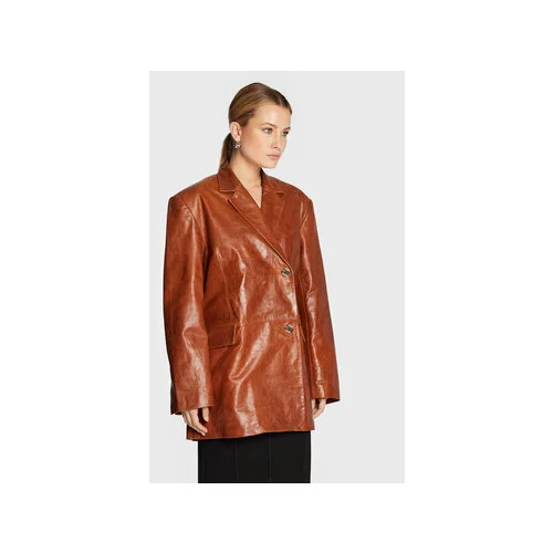 Remain Usnjena jakna Bolette Blazer Leather RM1662 Rjava Relaxed Fit