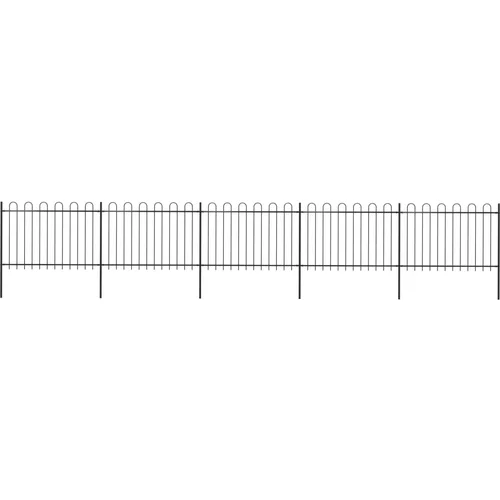 vidaXL Vrtna ograja z obročastimi vrhovi jeklo 8,5x1,2 m črna