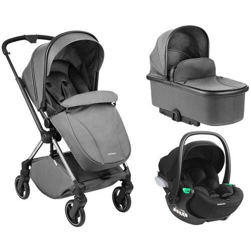Kikka Boo kolica lanah 3in1 premium set sa auto sedi&amp;scaron;tem i-trail i-size i tvrdom korpom grey Slike