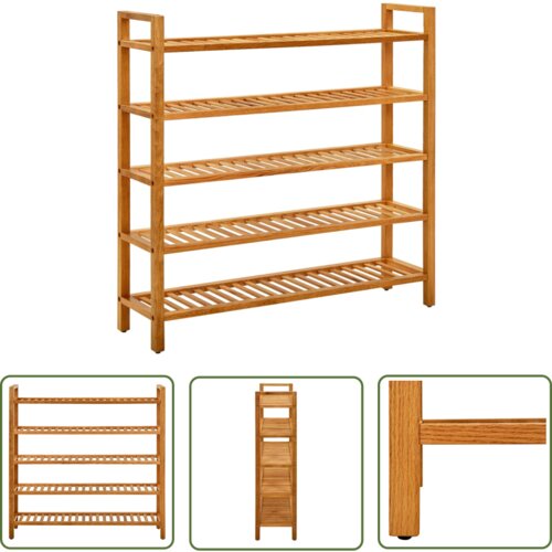 The Living Store Stojalo za čevlje s 5 policami 100x27x100 cm trdna hrastovina - Stojalo Za Čevlje, (21744375) Cene