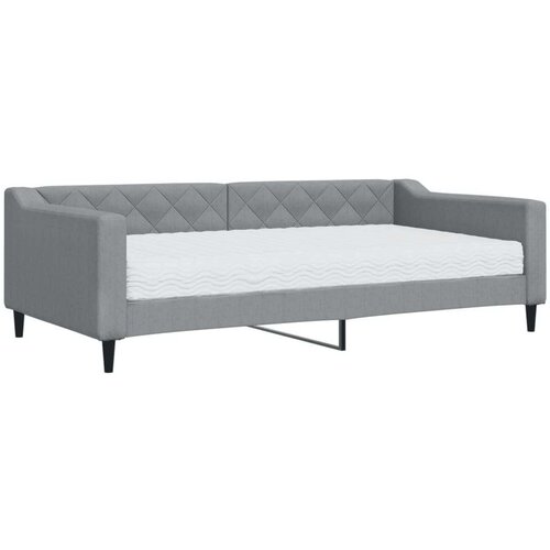 VidaXL Dnevni krevet s madracem svjetlosivi 100 x 200 cm od tkanine Slike