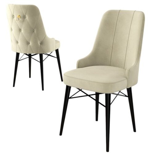 Hanah home set trpezarijskih stolica Pare 2 kom, krem tkanina Babyface, crne drvene noge Cene