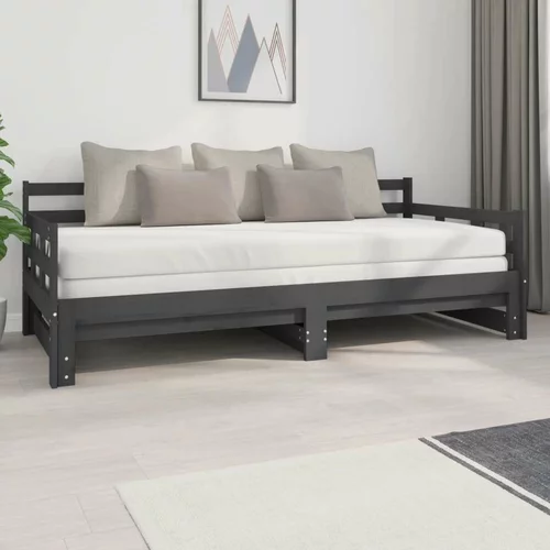  Izvlečna dnevna postelja siva trdna borovina 2x(90x200) cm, (20724743)