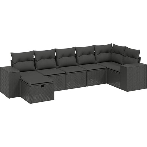 vidaXL 7-dijelni set vrtnih sofa od poliratana s jastucima crni Cijene